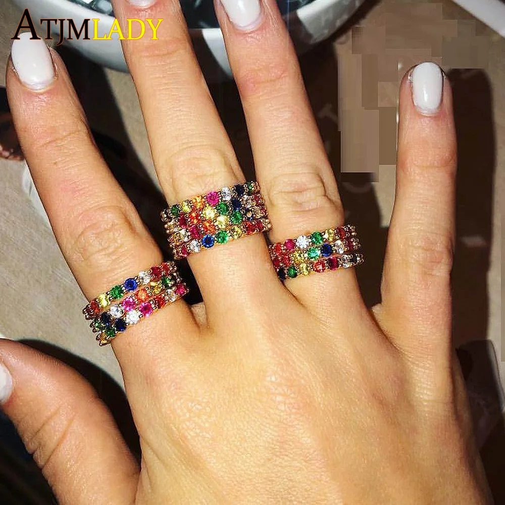 Оптовая продажа дешево Европейский красочные CZ кольцо вечности тонкие