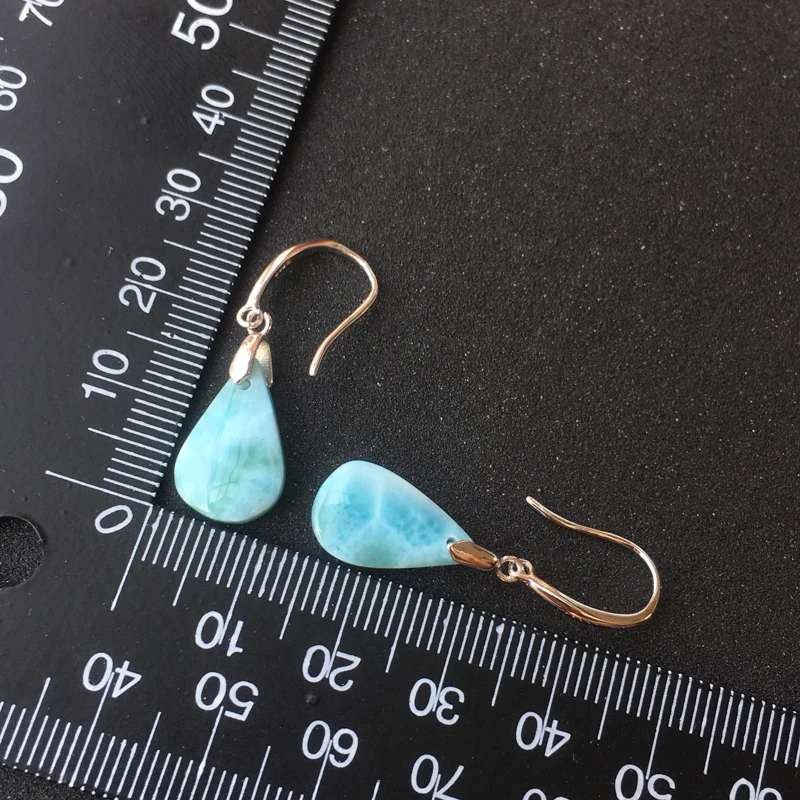 CSJ натуральный синий Larimar высокое качество маленькие звездочки серьги из