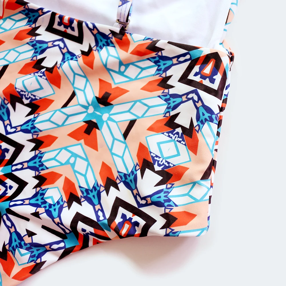 

Sexy Tropical Geometric High Waist Backless One Piece Swimsuit Lady 2021 Monokini High Neck Swimwear Women Bath Suit Trikini