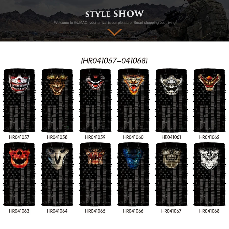 3D Skull Seamless Magic Neck Gaiter Skeleton Face Mask Shield Running Cycling Fishing Bike Bandana Headband Tube Scarf Men Women