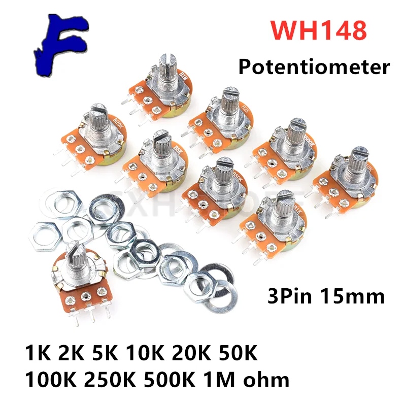 5 шт. усилитель WH148 B1K B2K B5K B10K B20K B50K B100K B500K 3 контакта 15 мм двойной стерео
