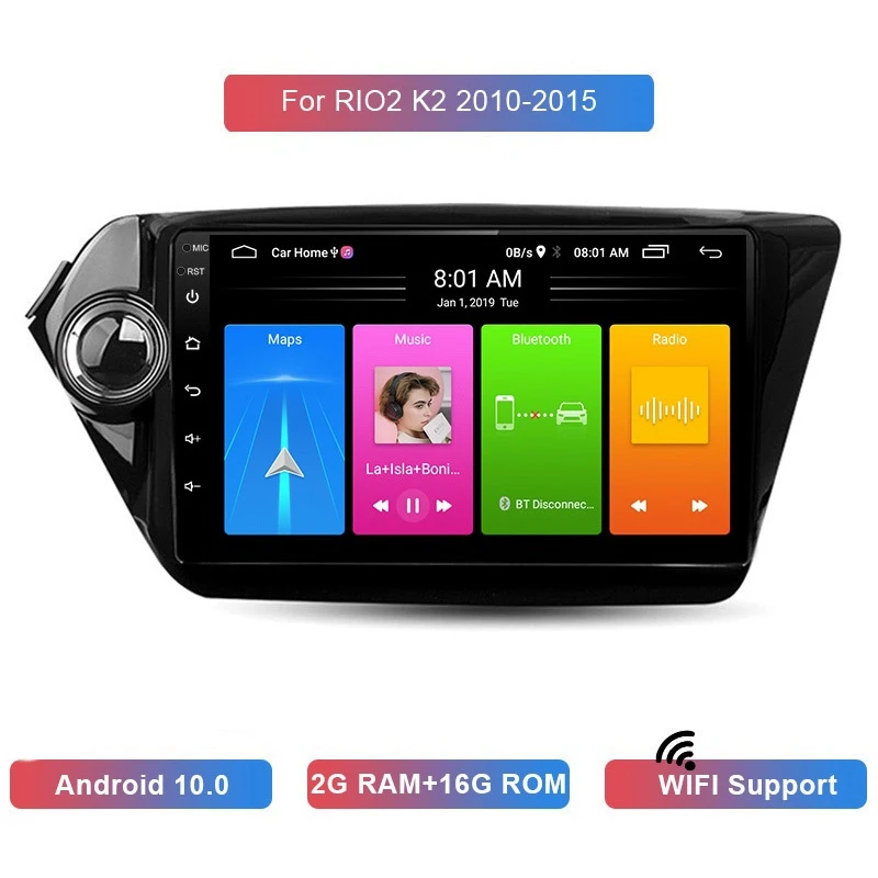 

Автомобильный MP5-плеер 9 дюймов, 2 Din, Android 10,0, стерео радио 2 + 16 ГБ, Wi-Fi, Bluetooth, GPS-навигация для Kia Rio2 K2 2010-2015