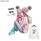 Термонаклейки для одежды Super Mom, для родителей и детей, стирающиеся, термонаклейки для одежды