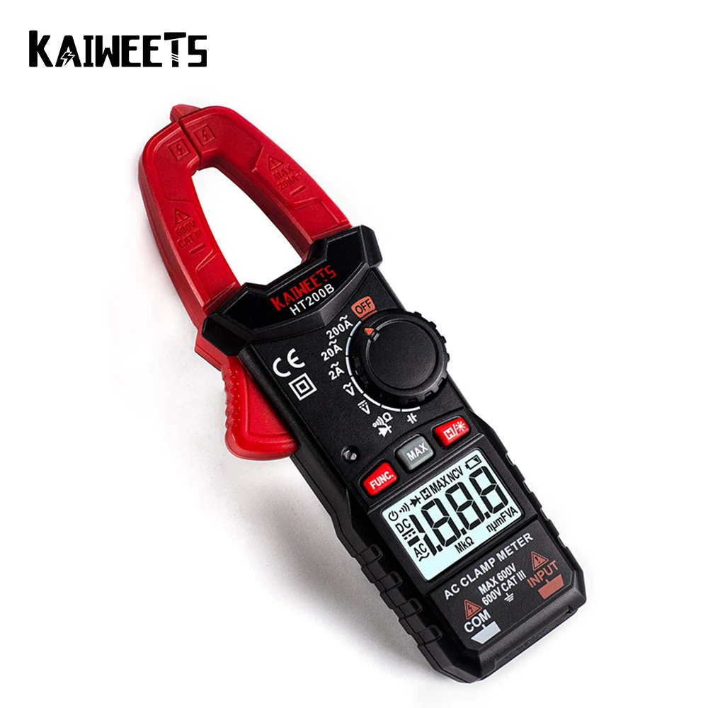Мультиметр-зажим KAIWEETS HT200B цифровой тестер для измерения емкости и силы тока AC/DC