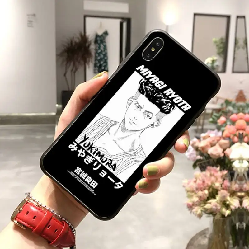 0 Slam Dunk Ретро Горячая кровь аниме ТПУ Черный чехол для телефона Корпус iPhone 11 pro XS MAX