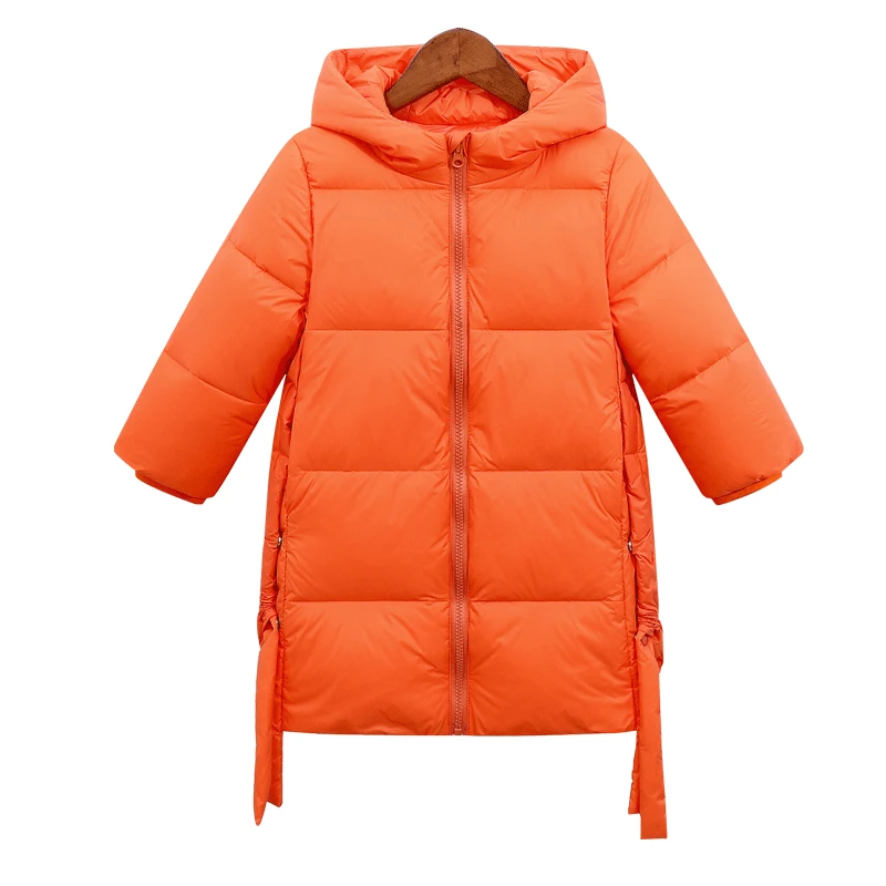 

2021 winter new Korean down jacket Children's warm and windproof thick coat Girls' red cold-proof duck down jacket Hooded 2T-7T