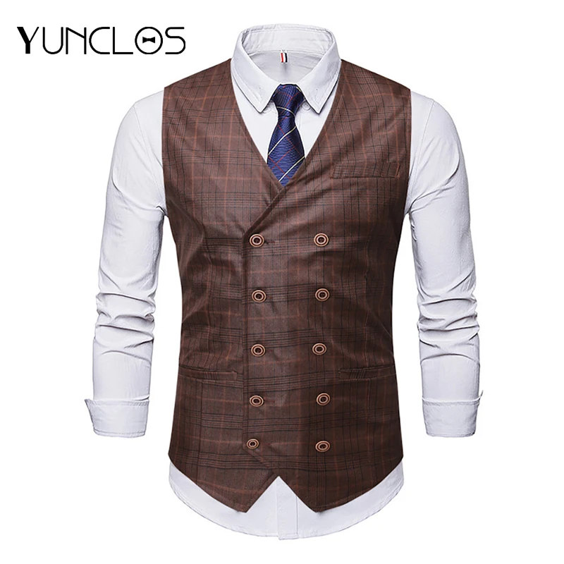 

Жилет мужской двубортный на 5 пуговицах, жилет деловой облегающий повседневный, для свадьбы, весна-осень