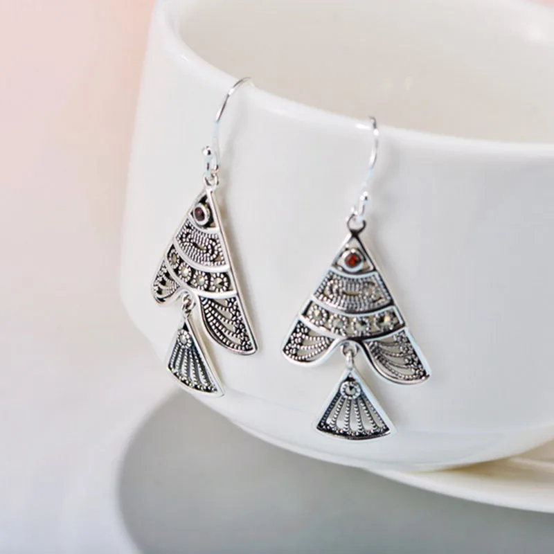 

Real 925 Sterling Silver Shredded fish Earrings Fine Charm Jewelry for Women