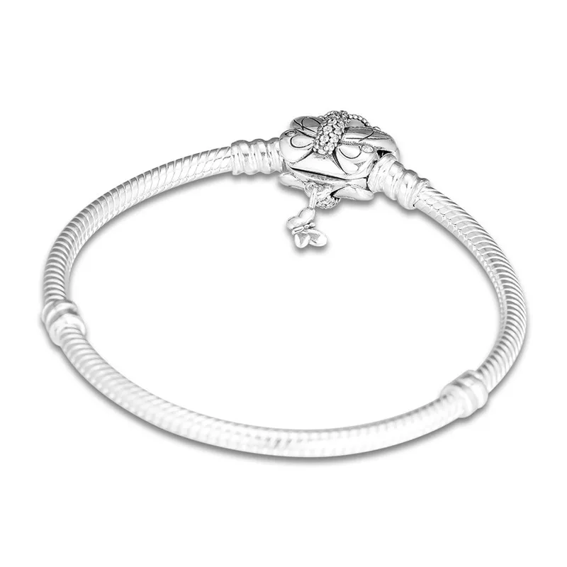 Прозрачная застежка-бабочка браслеты из стерлингового серебра 925 пробы