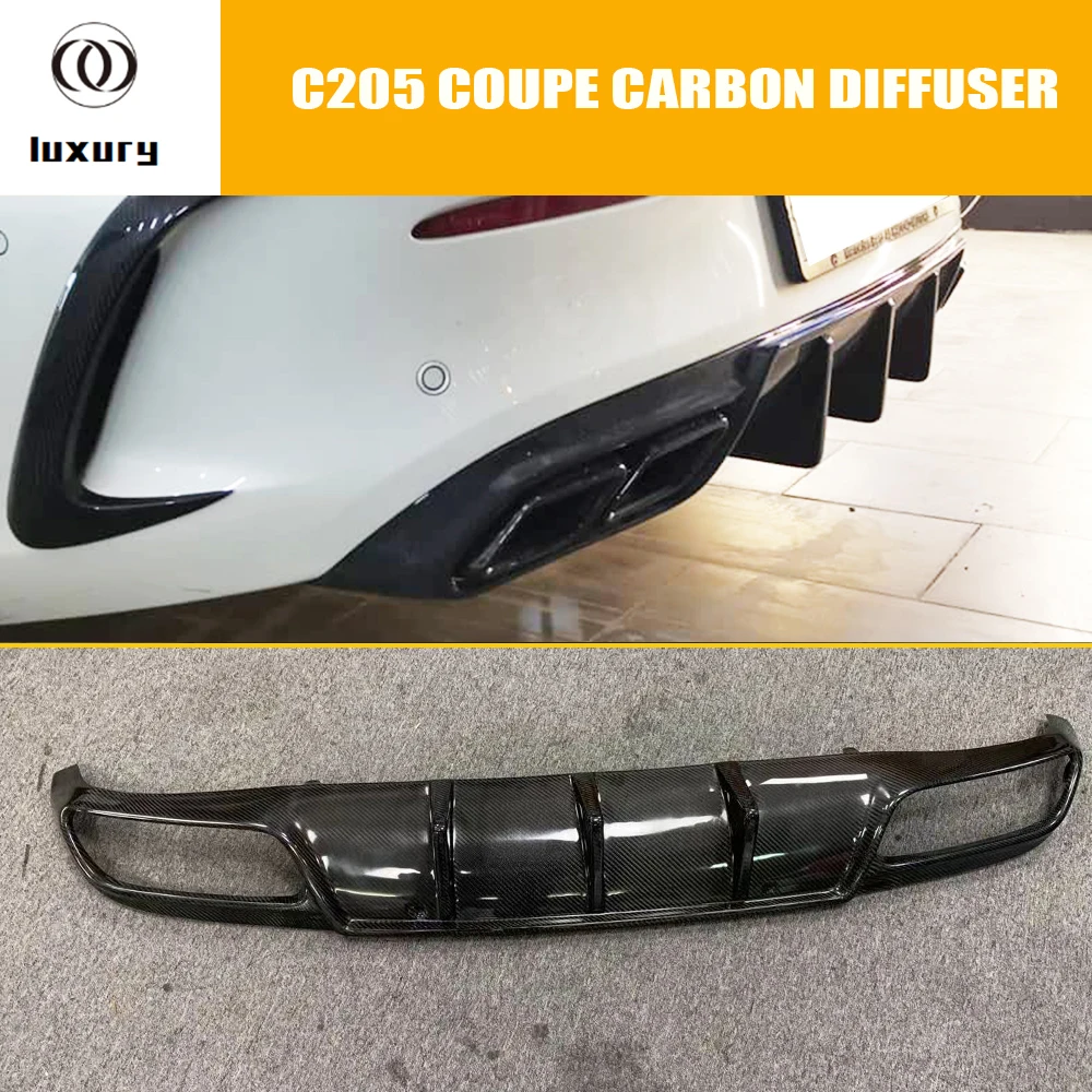 

C63 Big Fin Style Carbon Fiber Rear Bumper Diffuser Protector for Benz W205 C205 Coupe 2DR C200 C300 C43 & C63 with amg Package