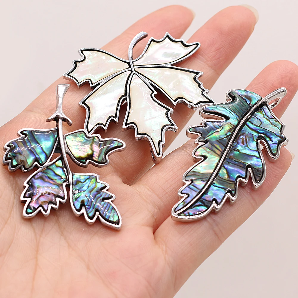 

Natural Alloy Maple leaves Leaf Shape Abalone Shell Brooches Pins Charm Pendant for Women Girls Party Accessories Gift