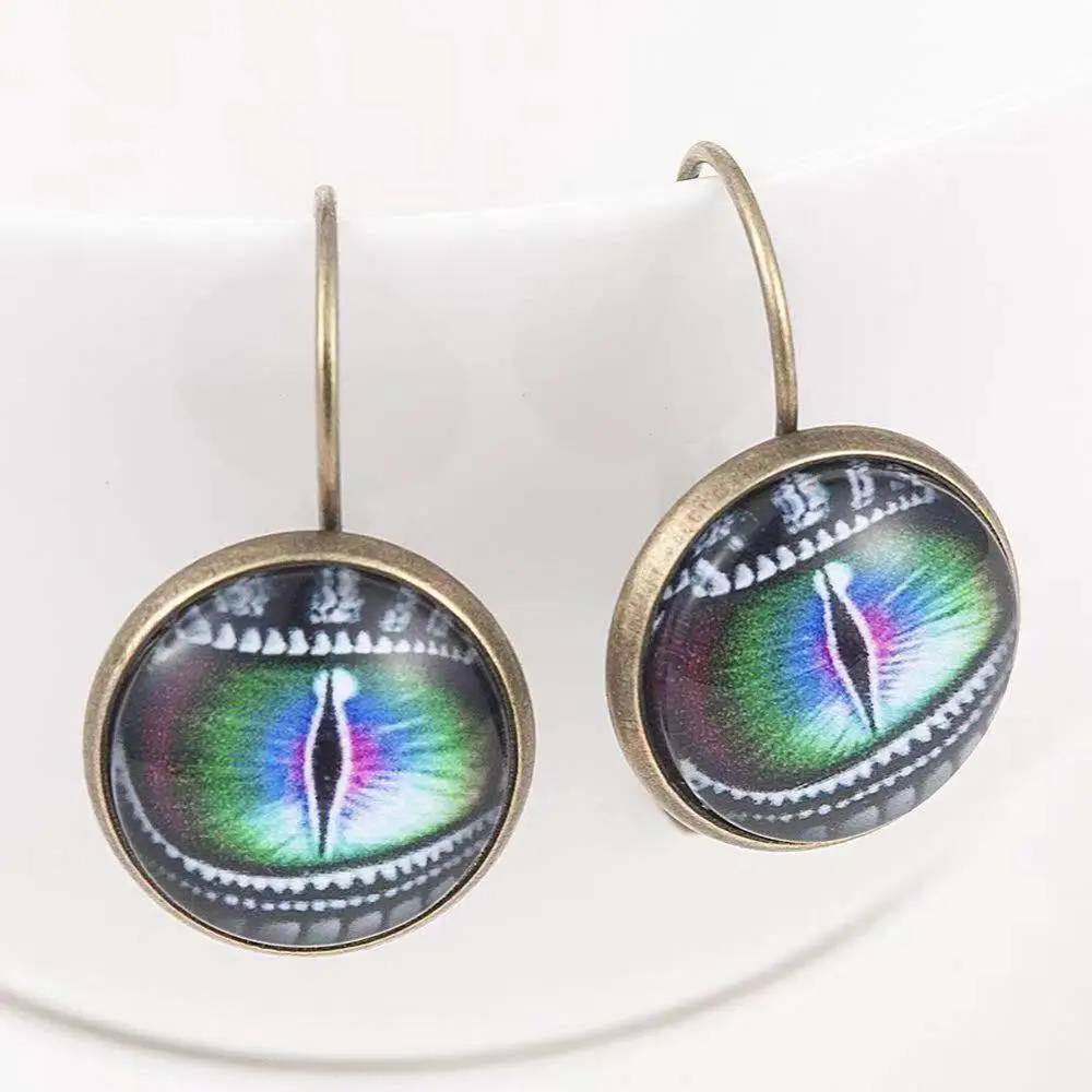 Женские винтажные серьги-подвески BLUELANS круглые серьги с зелеными глазами