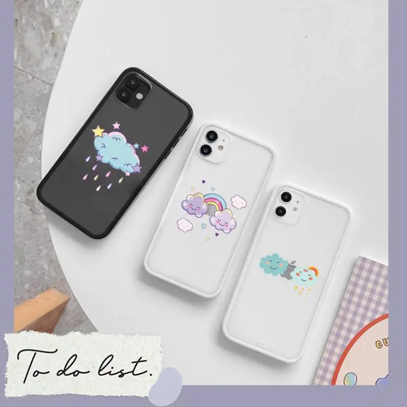 

Cute cartoon cloud pattern Phone Case matte transparent For iphone 7 8 11 12 13 plus mini x xs xr pro max cover