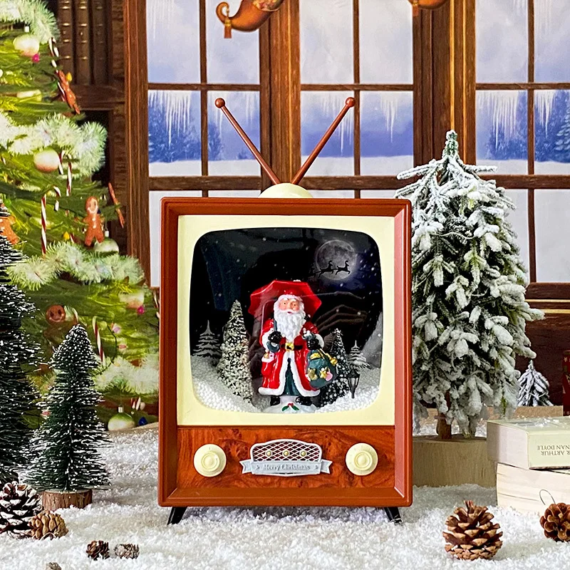 New Mini Version Retro Snow Music TV Party Atmosphere Decoration Christmas Home Scene Decoration Supplies