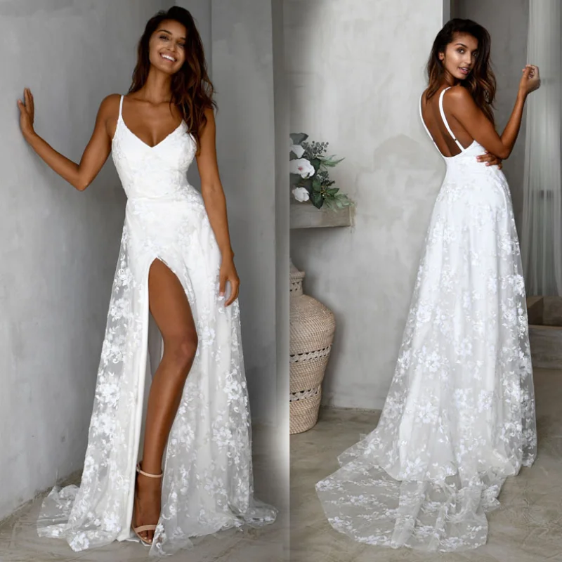 Женское шифоновое платье на бретельках элегантное однотонное с открытой спиной