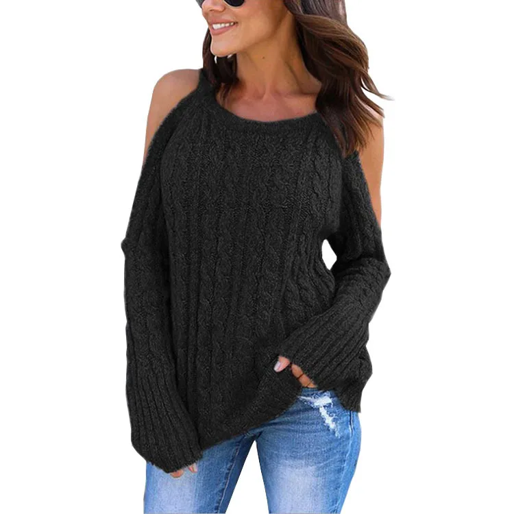 New Sweater Women 2019 Round Neck Long Sleeve Solid Color Off Shoulder Autumn And Winter Clothes Vestidos MMY76065 | Женская одежда