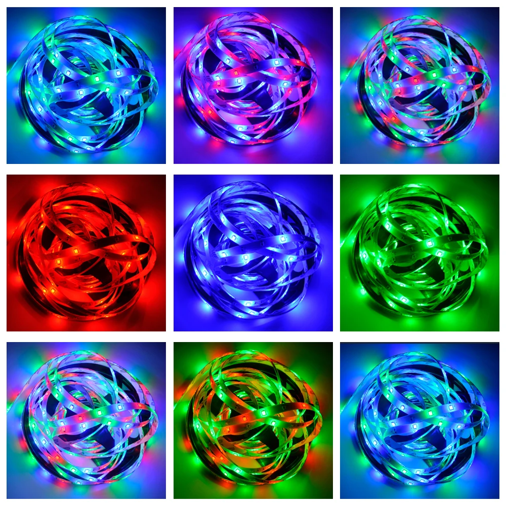 

LED strip light Luces Led RGB 5050 SMD 2835 Flexible Waterproof Tape Diode Lamp 5M 10M 15M 20M DC 12V remote control + adapter