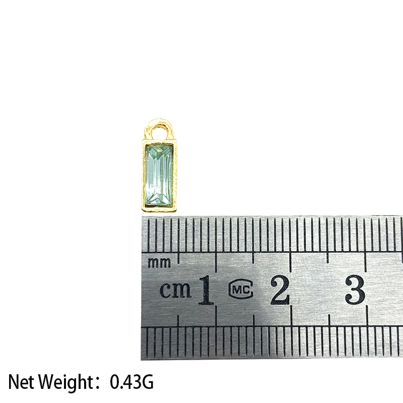 

Gold Color Metal Mini Square Green Crystal Charms 10Pcs 11*4mm Small Cute Alloy Charms Wholesale For DIY Earrings Accessories
