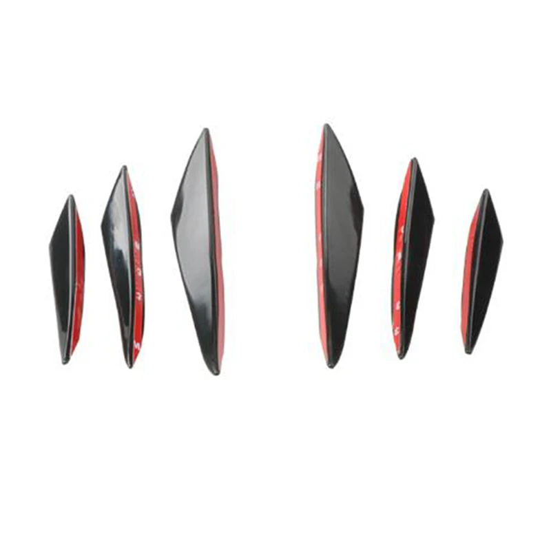 

6pcs/set Fit Front Bumper Lip Diffuser Splitter Fins Body Spoiler Canards Valence Chin Car Tuning Canard