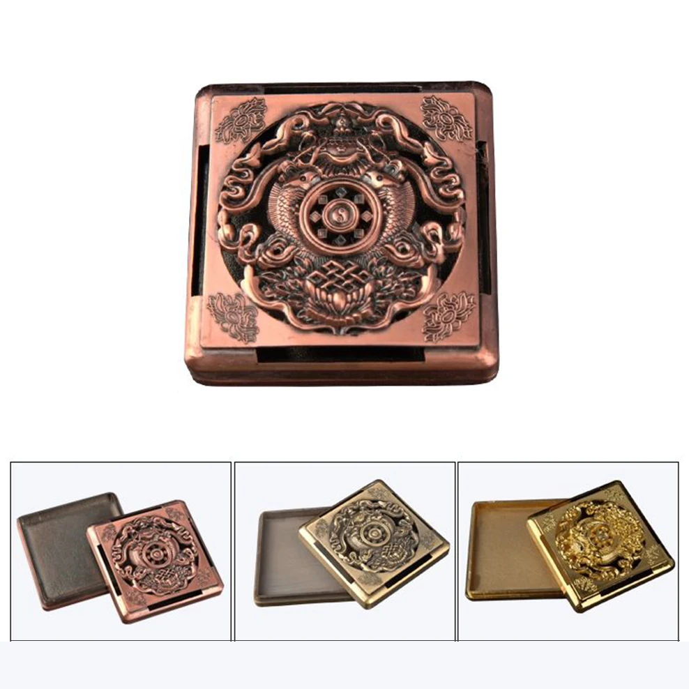 

ENERGE SPRING Double Fish Tibetan Incense Burner Retro Coil Incense Burner 3-Color Hollow Portable Metal Incense Box For Buddha