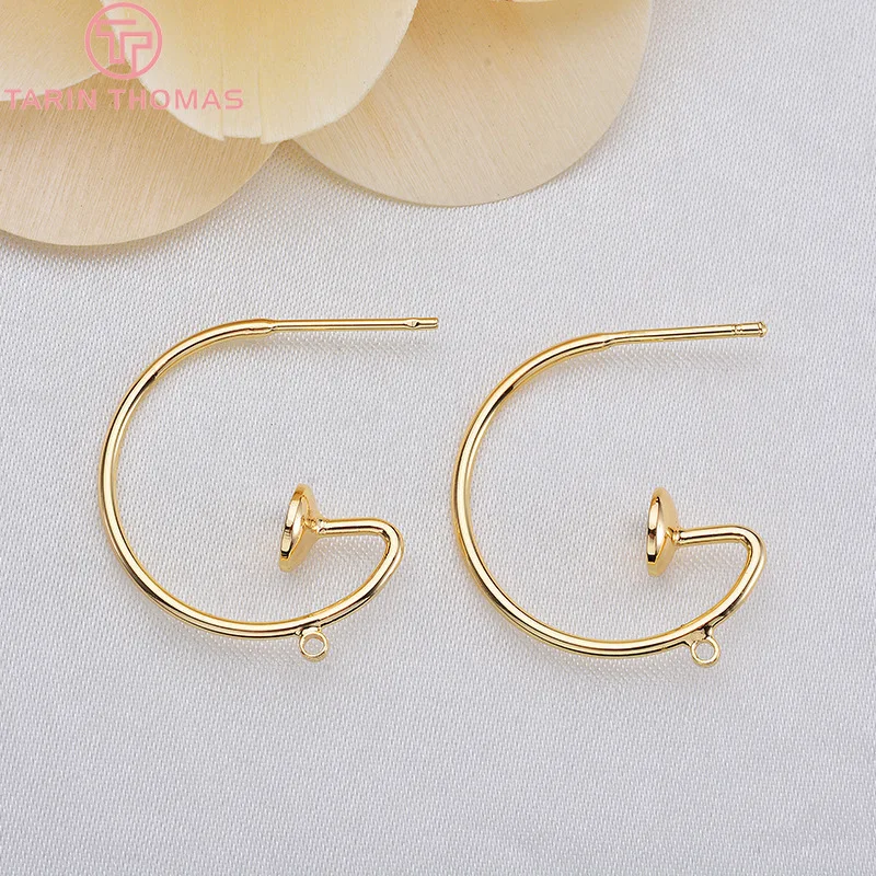 

(124) 6PCS 22MM 24K Gold Color Plated Round with Hanging Hole Earrings High Quality DIY Jewelry Making Findings