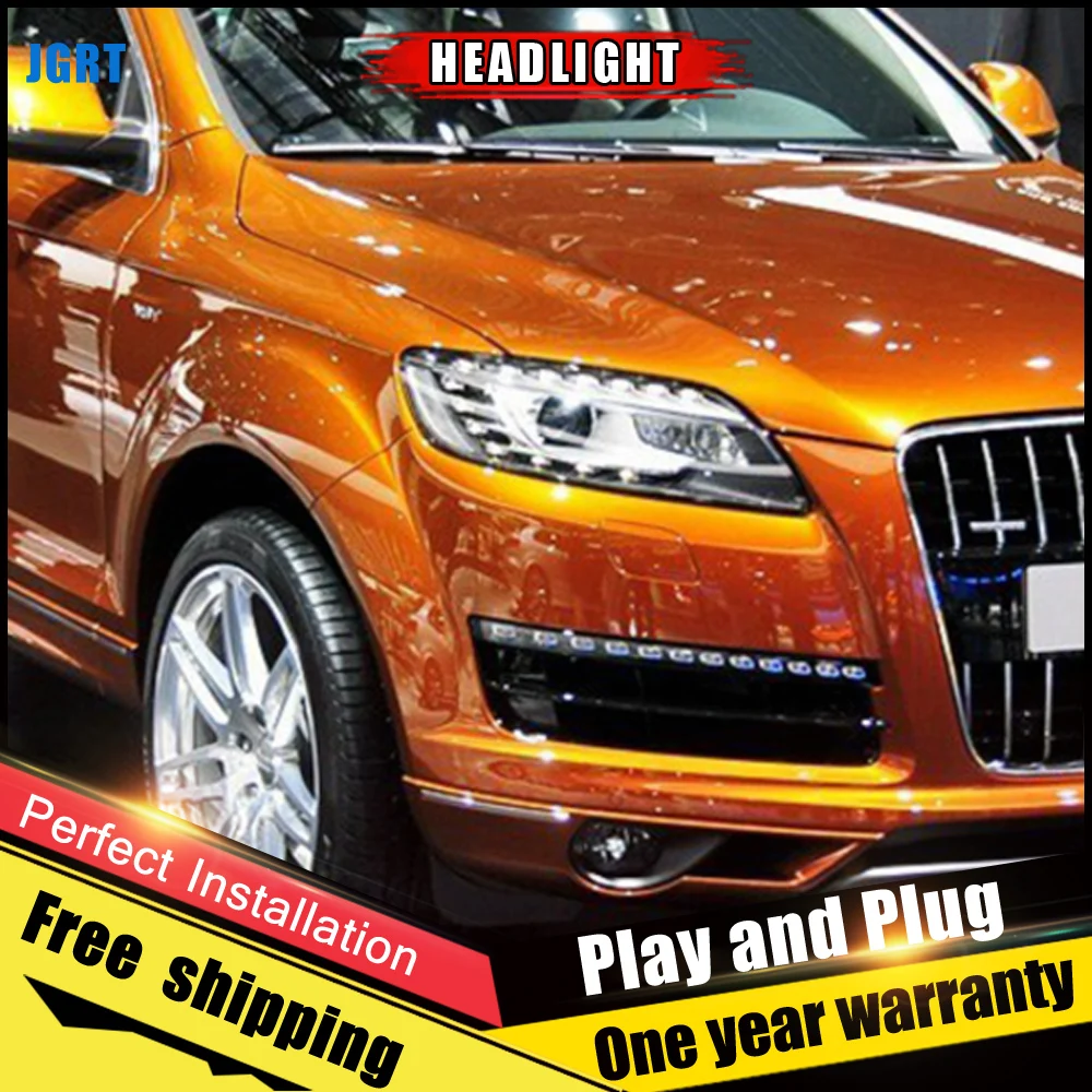 2 шт. автомобильный стиль светодиодный фары для Audi Q7 2006- Для Q7 фары светодиодный DRL Объектив двойной луч H7 HID Xenon Биксеноновые линзы