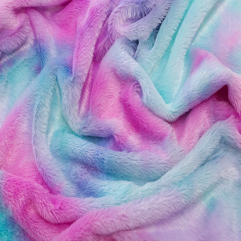 Имитация кроличьего меха плюшевая ткань Красочная радуга PV бархатная мягкая