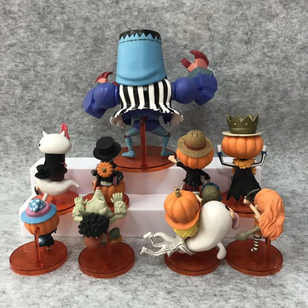 9 шт./компл. Аниме one piece WFC Хэллоуин Луффи Санджи Чоппер Нами Тыква Clollectible Фигурки