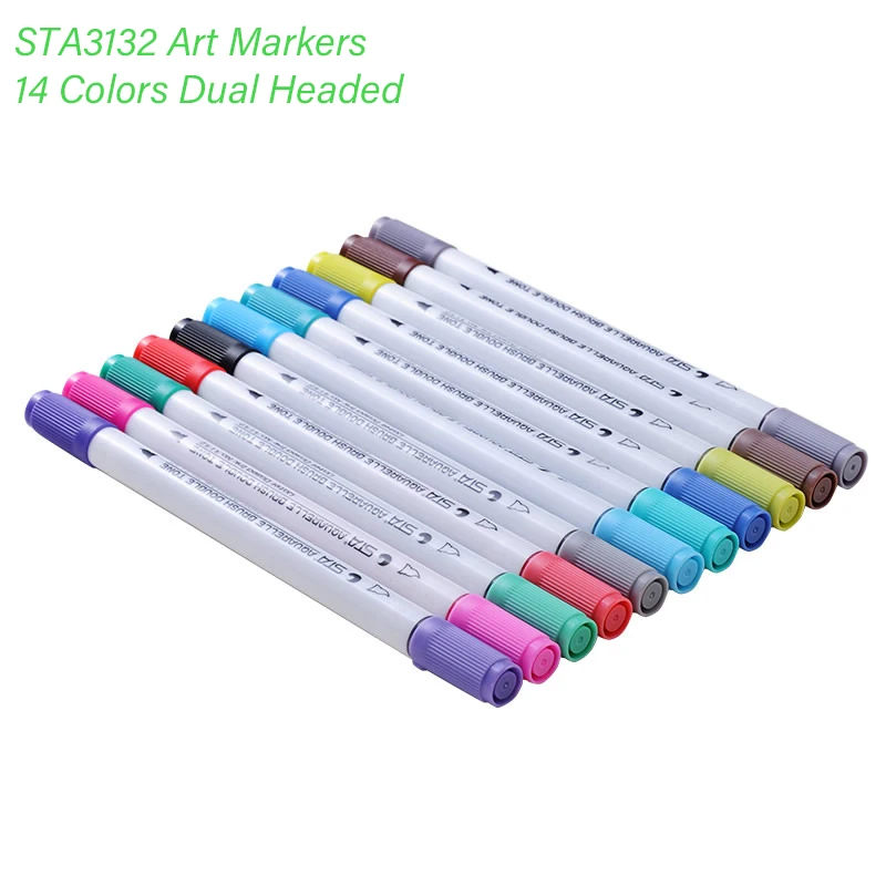 В наличии 14 цветов STA маркер для рисования мягкий набор кистей двойной головой