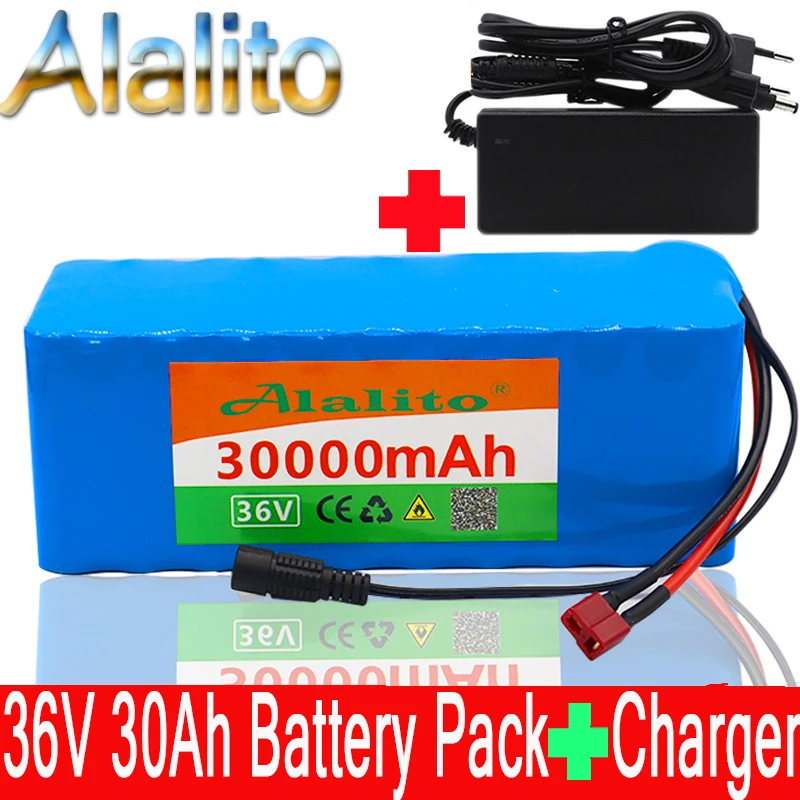 Новый 36V аккумулятор 10S4P 30Ah 36В 18650 500W 42 v 30000mAh для электровелосипеда с BMS + 2A зарядным