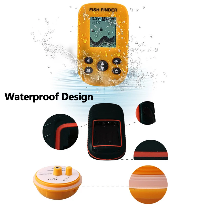 Водонепроницаемый беспроводной гидролокатор глубины 80 м рыболокатор с