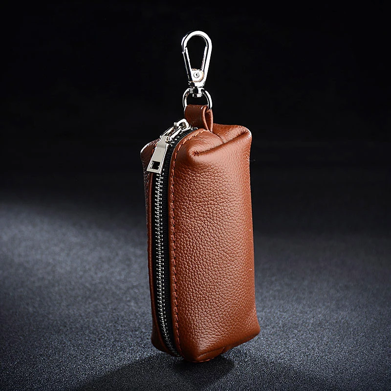 

Genuine Leather Key Bag Men Women Car Key Case Cover Housekeepers Zip Keys Organizer Pouch Keychain Mini Coin Purse Key Wallet