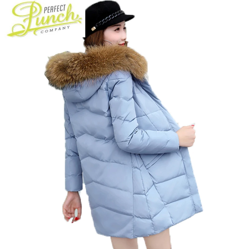 

Plus Size 3XL Winter Jacket Women 2021 New Elegant Down Coats Raccoon Fur Hoody Lady Warm Medium Long Outerwear ST597