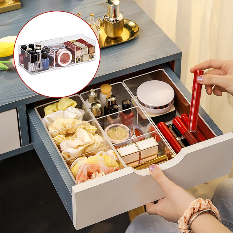 

Transparent Drawer Storage Makeup Layered Cosmetic Lipstick Finishing Grid Box Drawer Partition Dressing Table Desktop Sundries