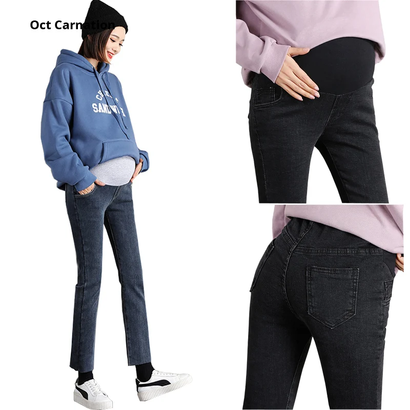 Обтягивающие брюки до щиколотки джинсы для беременных Одежда 4 цвета 0260|Джинсы| |