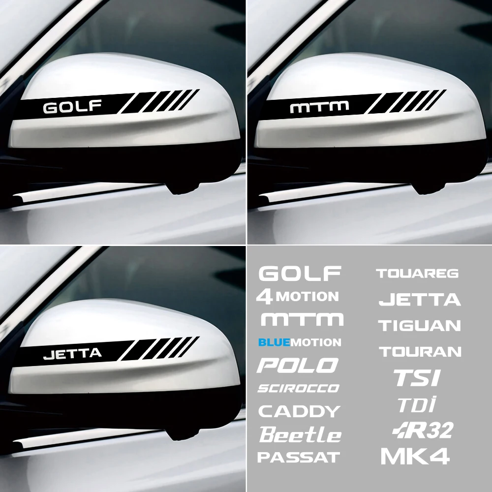 

Car Rearview Mirror Sticker for Volkswagen VW Golf 4/Blue Motion MTM Polo Tiguan Touran TDI R32 Caddy Passat TSI Touareg Jetta