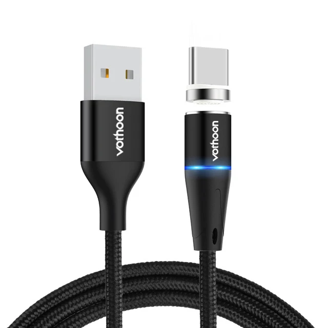 Black Магнитный usb-кабель votoon 2 м, 3 А, быстрая зарядка, Micro USB type-C кабель для iPhone 11 Pro, samsung S10, Xiaomi, магнитное usb-зарядное устройство - Цвет: Black