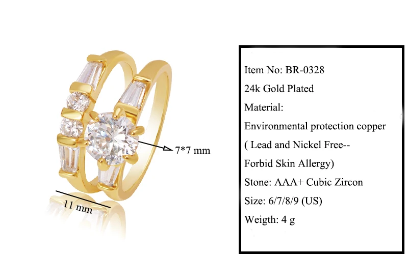 MxGxFam женское кольцо AAA циркония набор Bijoux 24 k цвет чистого золота дизайн