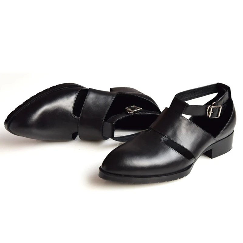 

Summer Comfortable Pointed Covered Toe Man Gladiator Roma Shoes Genuine Leather Lace up Men's Heeled (3cm) Casual Sandals JNS107