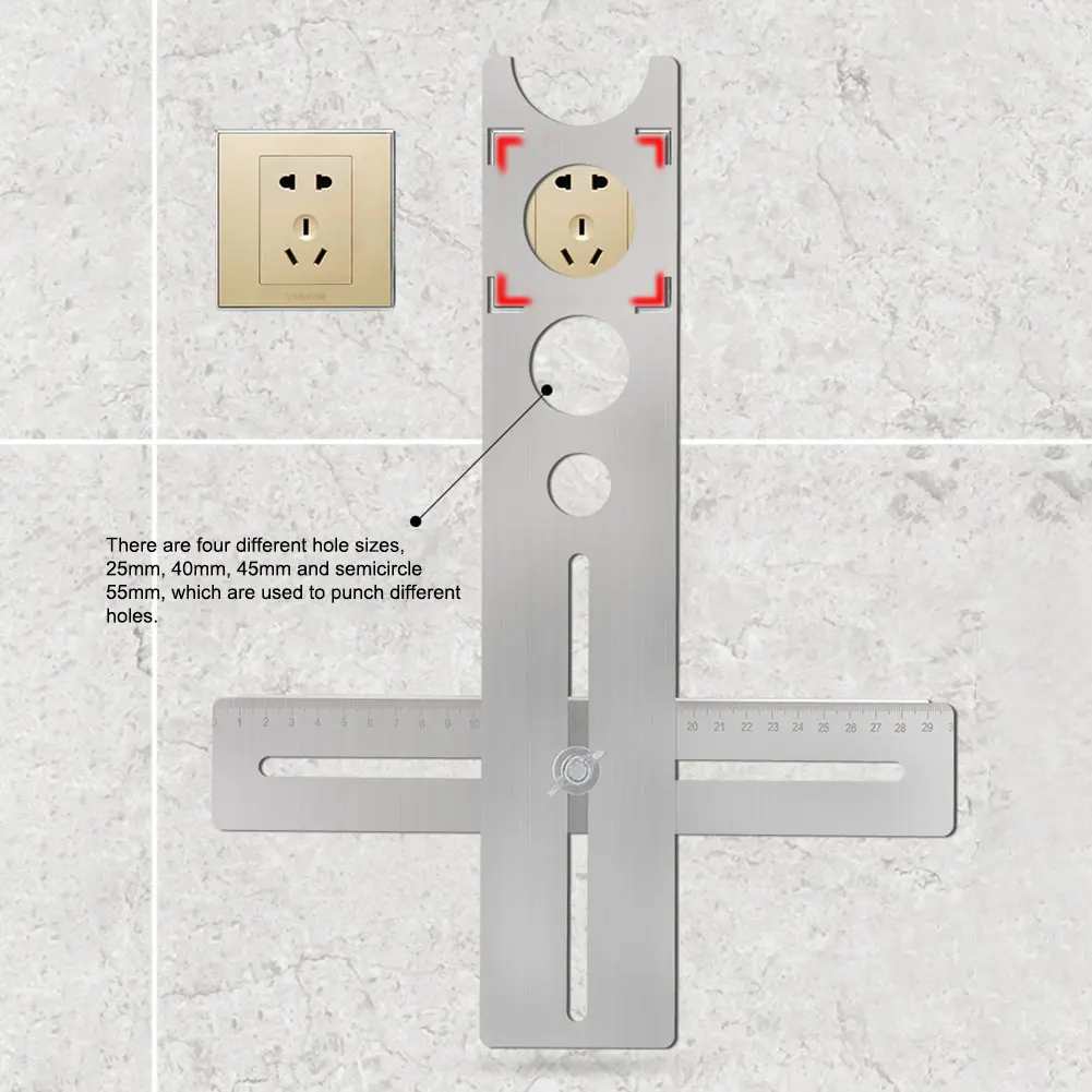 

Stainless Steel Home Measuring Rotatable Marble Guide Accurate Builder Punching Tool Hole Locator Jig Drill Bits Ceramic Tile