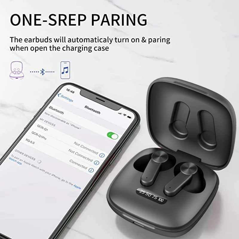 

True Wireless Earphones Bluetooth5.0Headphones Touch Control with Charging Case IPX5 Waterproof Sports Earpiece Stereo Earbuds