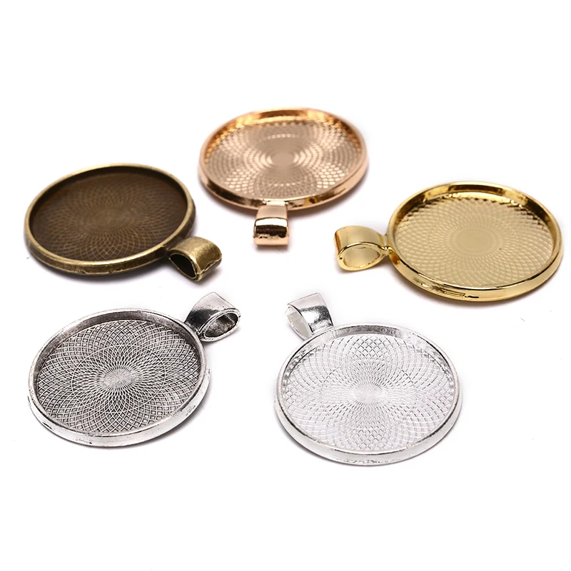 

10 шт. круглые заготовки для подвесок, основание, поднос из цинкового сплава для стекла, драгоценных камней, камеи, кабошонов, аксессуары для ...