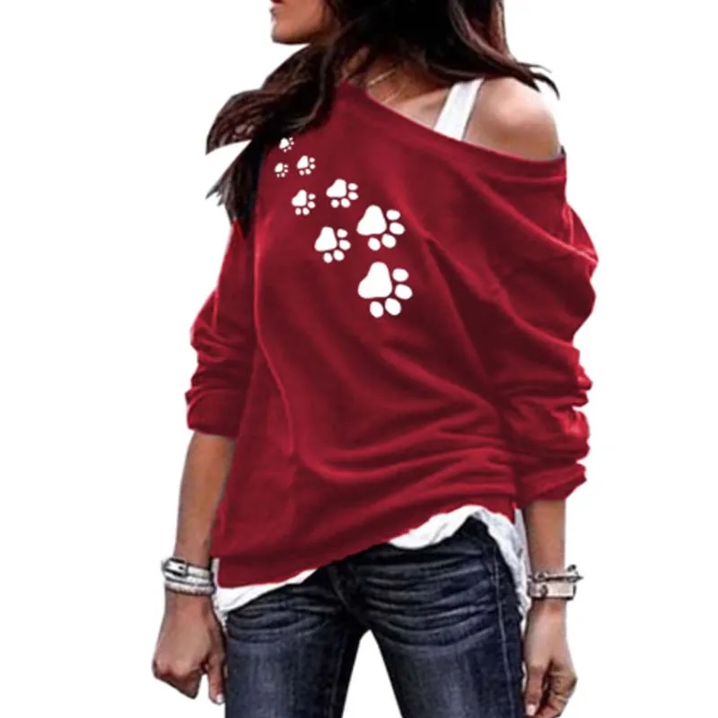 Женская Повседневная хлопковая толстовка с принтом в виде собачьей лапы | одежда