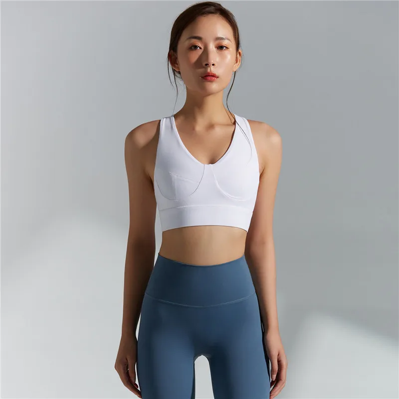 

MyZyQg Sports Yoga Bra Women Cross Beautiful Back Three-breasted Running Underwear Gym Fitness Vest Workout Tops Sexy Lingerie