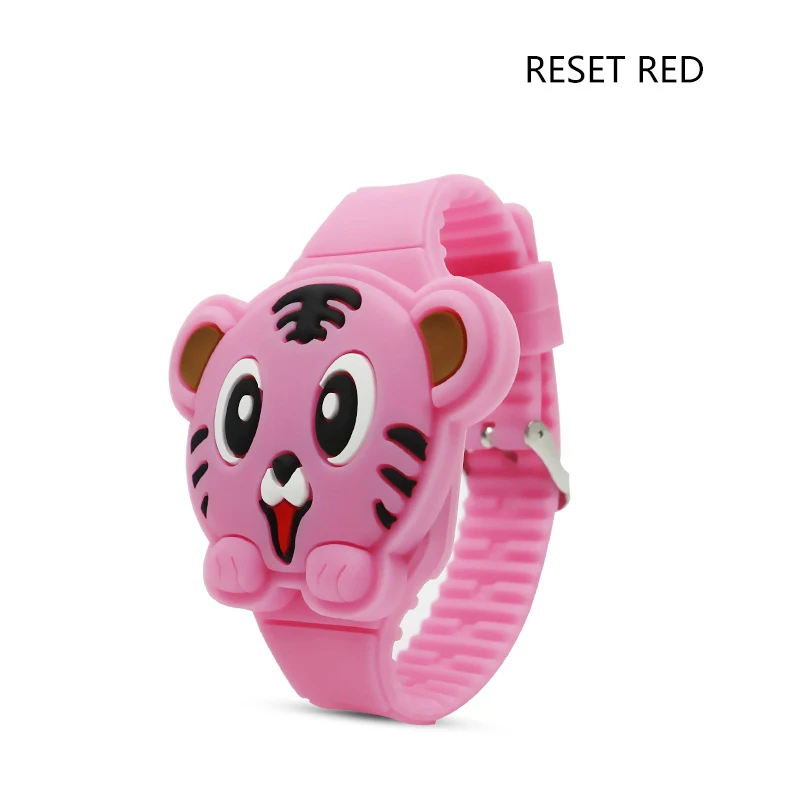 rose red Электронные детские часы С Откидывающейся Крышкой и 3D Рисунком Тигра, электронные часы для мальчиков и девочек - Цвет: rose red