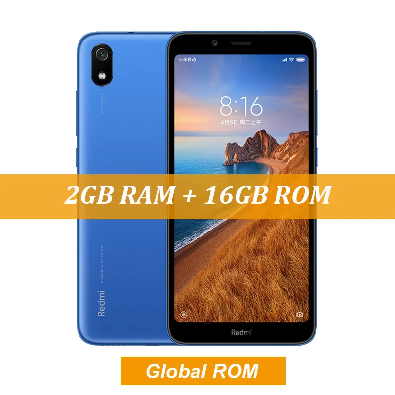 Xiaomi Redmi 7A 7 A с глобальной ПЗУ, 2 ГБ, 16 ГБ, 5,45 дюйма, HD Snapdargon 439, Восьмиядерный мобильный телефон, аккумулятор 4000 мАч, камера 13 МП, смартфон - Цвет: Blue