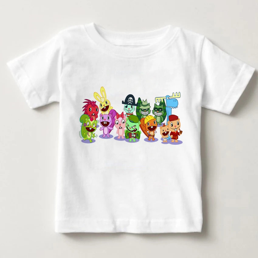 

Happy Tree Friends babys boy and girl T shirt children summer T shirt Pure cotton breathable T - shirt white kids T-shirt MJ