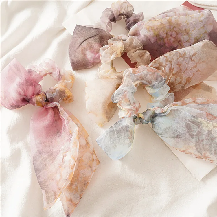 Новинка 2020 брендовые узорные ножницы дизайн банты для волос резинки женщин милый