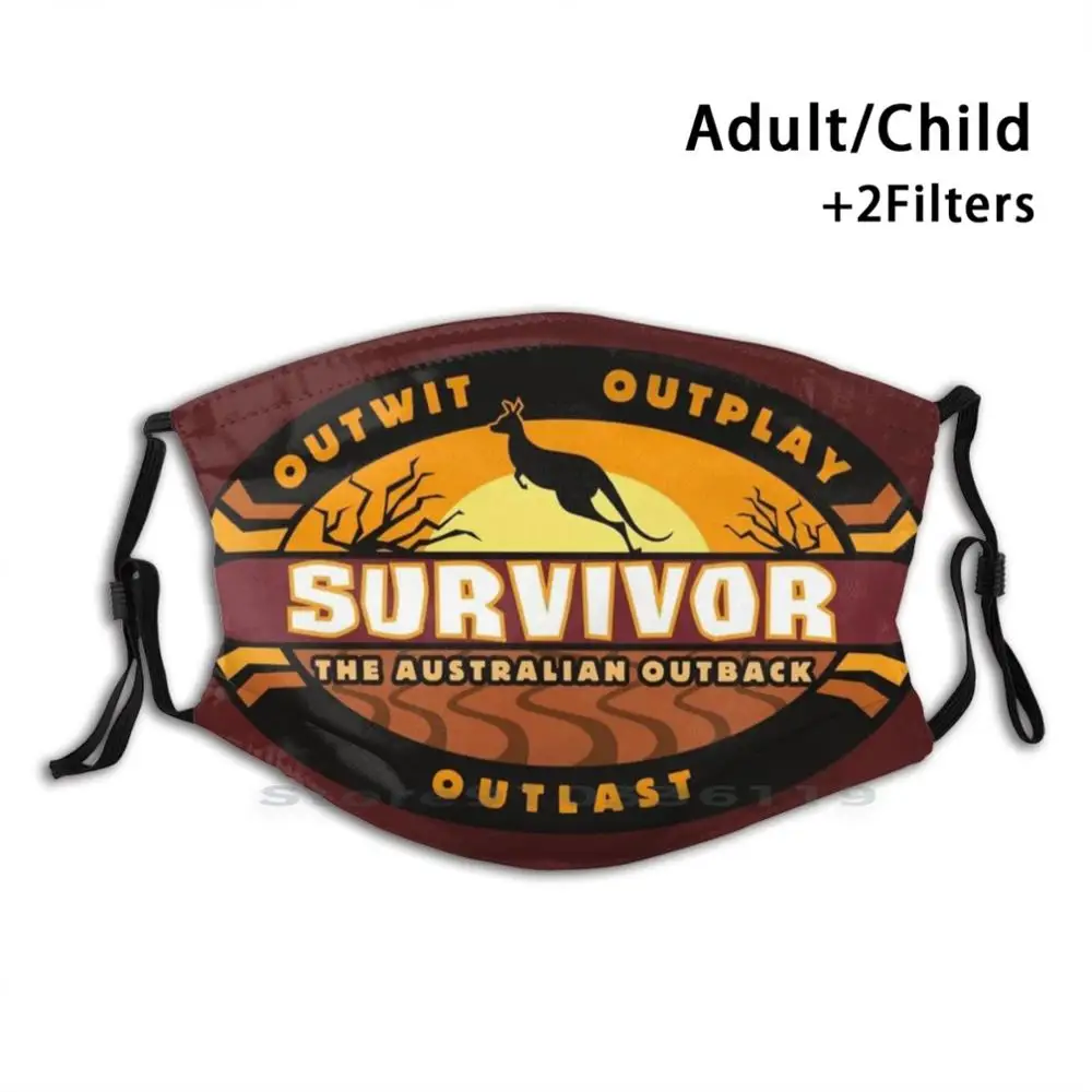 

Sole Survivor Down Under Print Reusable Mask Pm2.5 Filter Face Mask Kids Survivor Australia Season 2