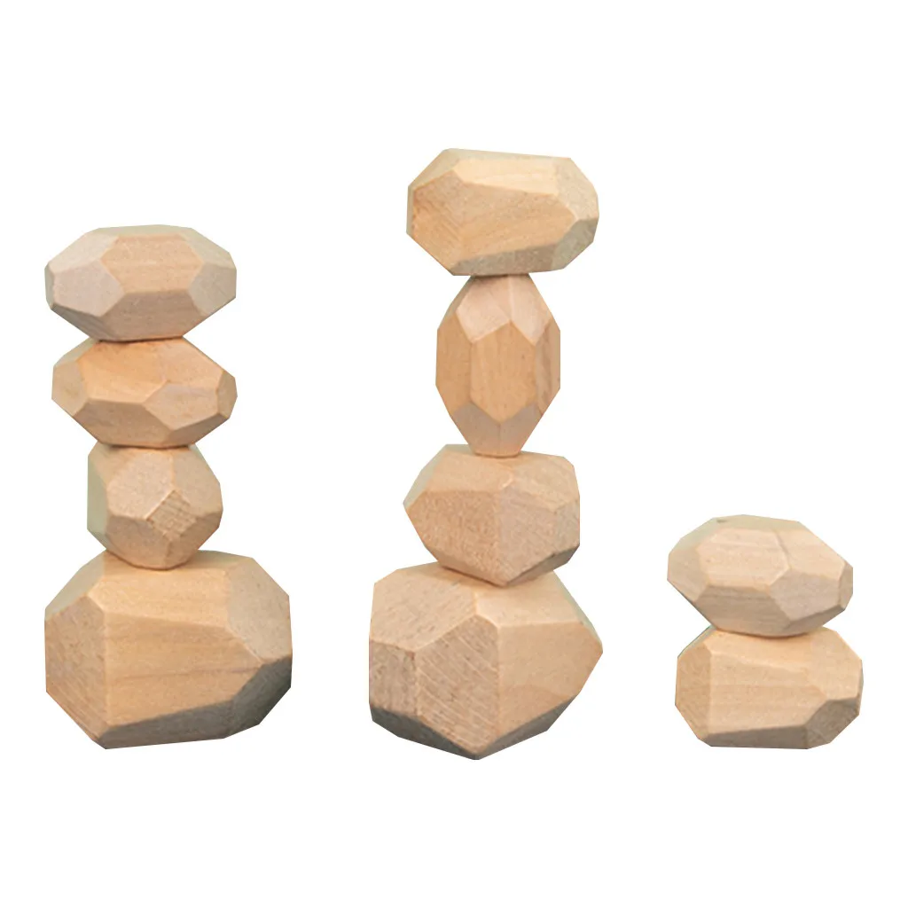 

Wooden Stone for kids Building Block Creative toy Nordic Style Stacking Game Rainbow Toy 10PC Develop Brain Thinking Dropship